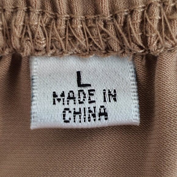 Bob Mackie Wearable Art Pull-On Stretchy Wide Leg Tan Pants Size L - Picture 9 of 12